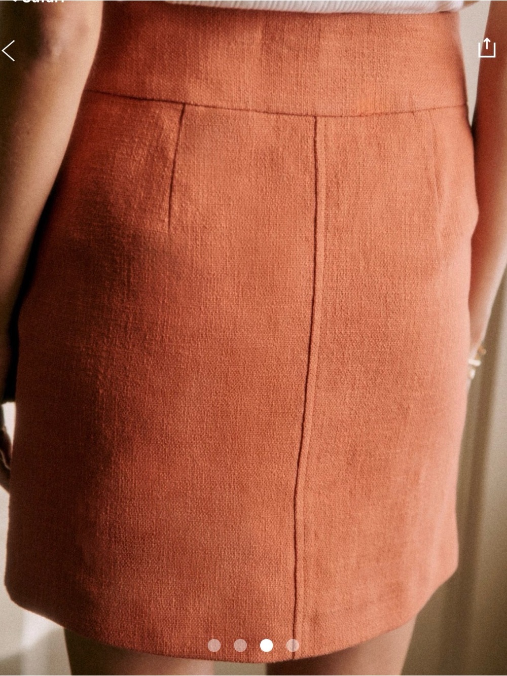 Sezane Gillyne Skirt Brick Orange Pocket mini Skirt - Picture 3 of 12
